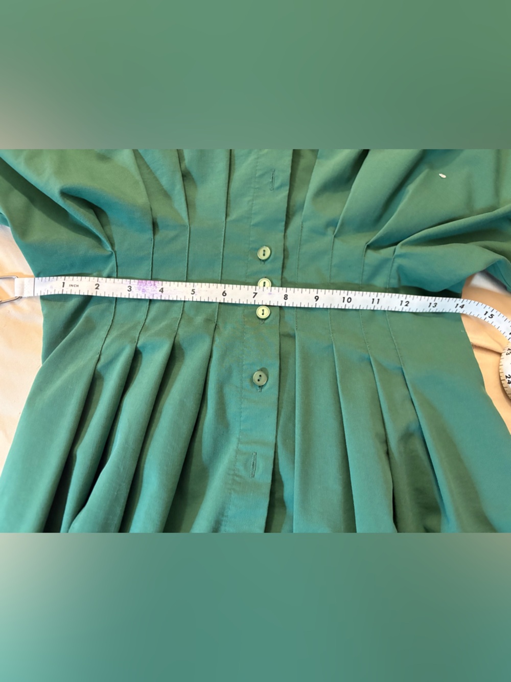 Anthropologie Tobie Forest Green Button-Front Dress - Picture 5 of 5
